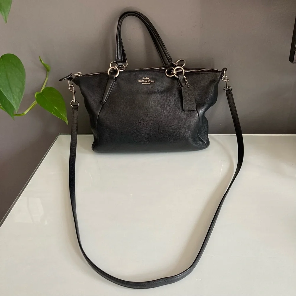 Coach Black Leather Kelsey Satchel Crossbody Bag